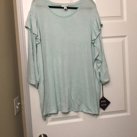 Ava & Viv Tops - Ava & Viv blue ruffle sleeve blouse